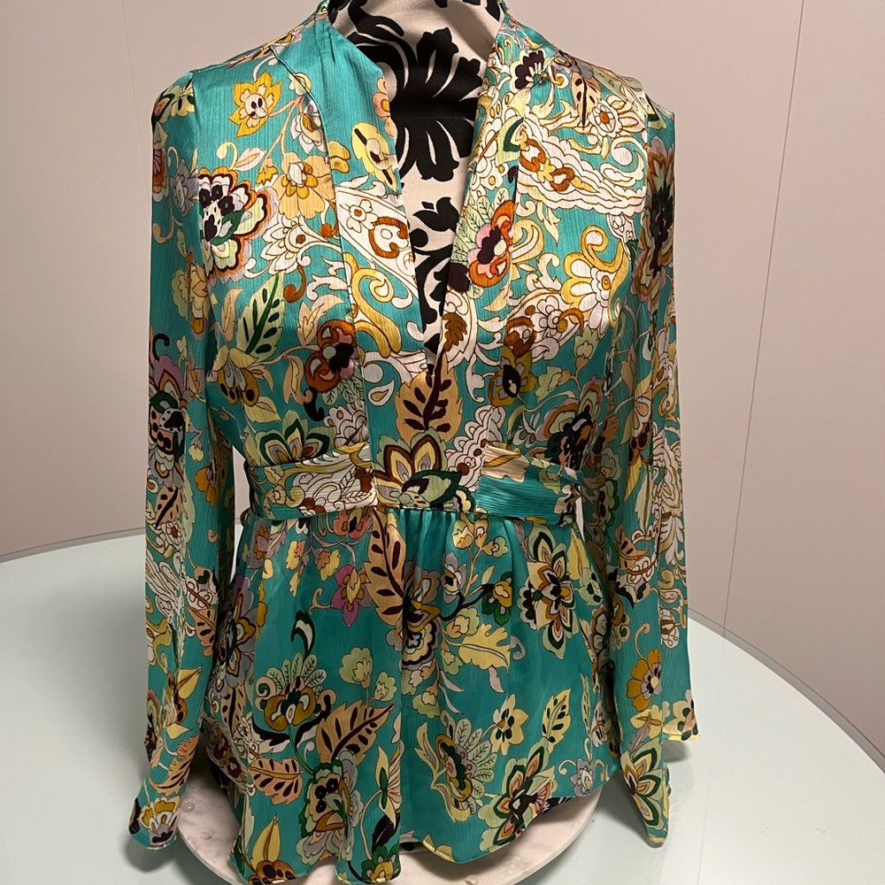Zara Floral Teal Blouse